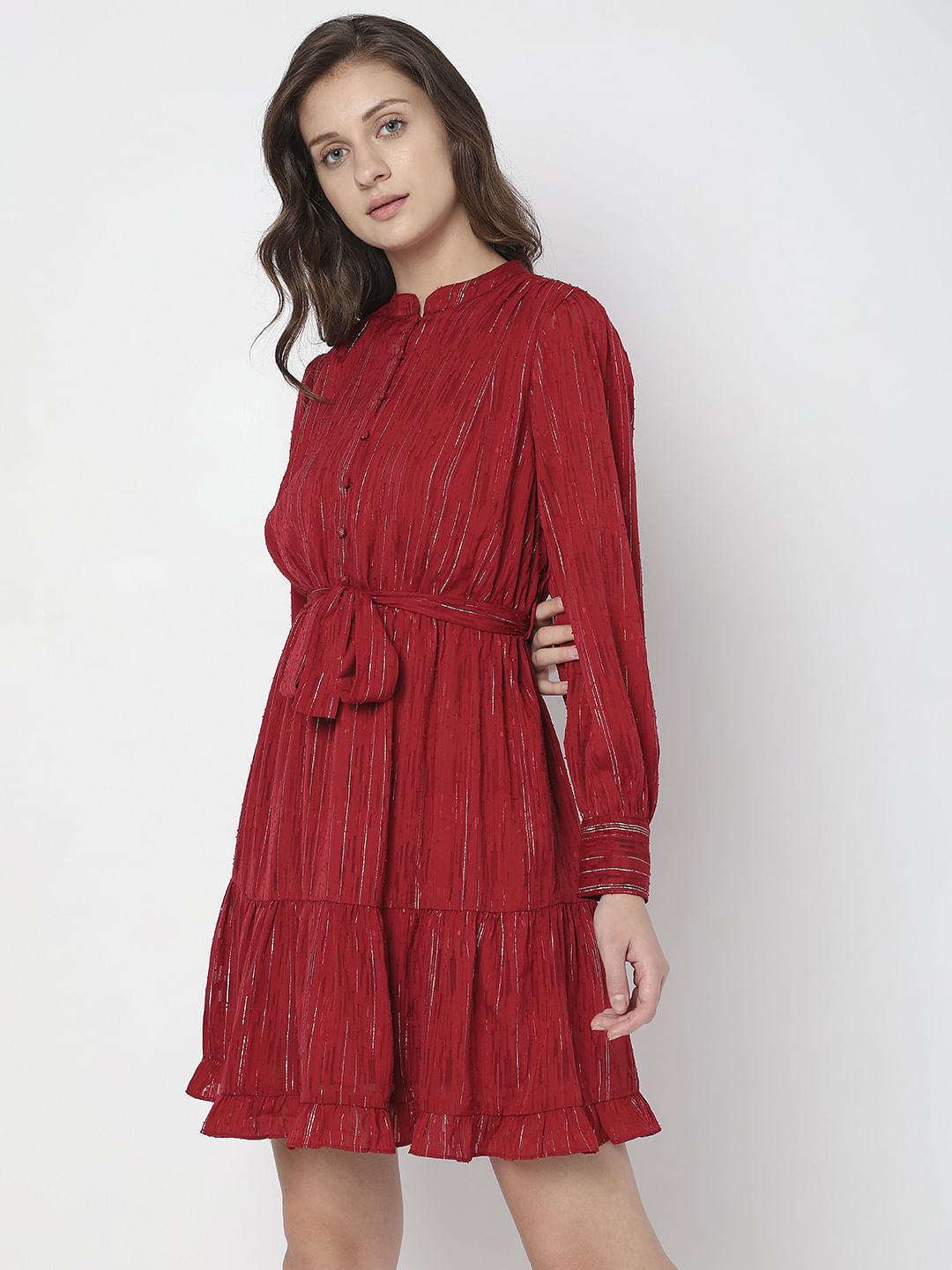 Red Striped Fit & Flare Dress