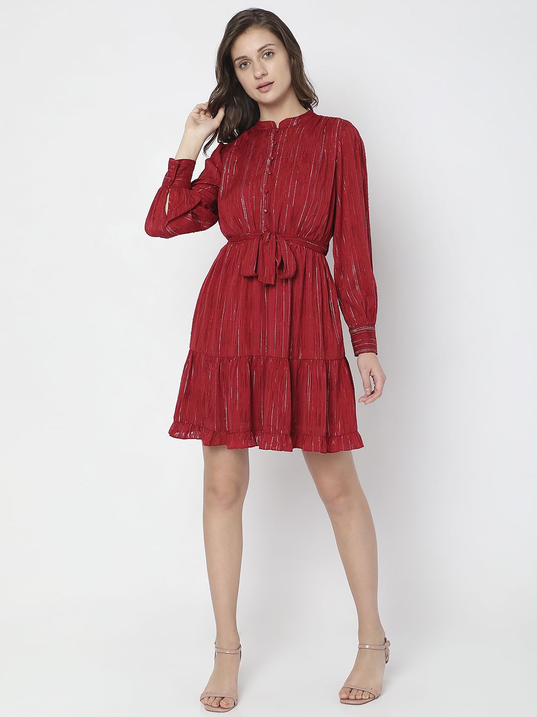 Red Striped Fit & Flare Dress