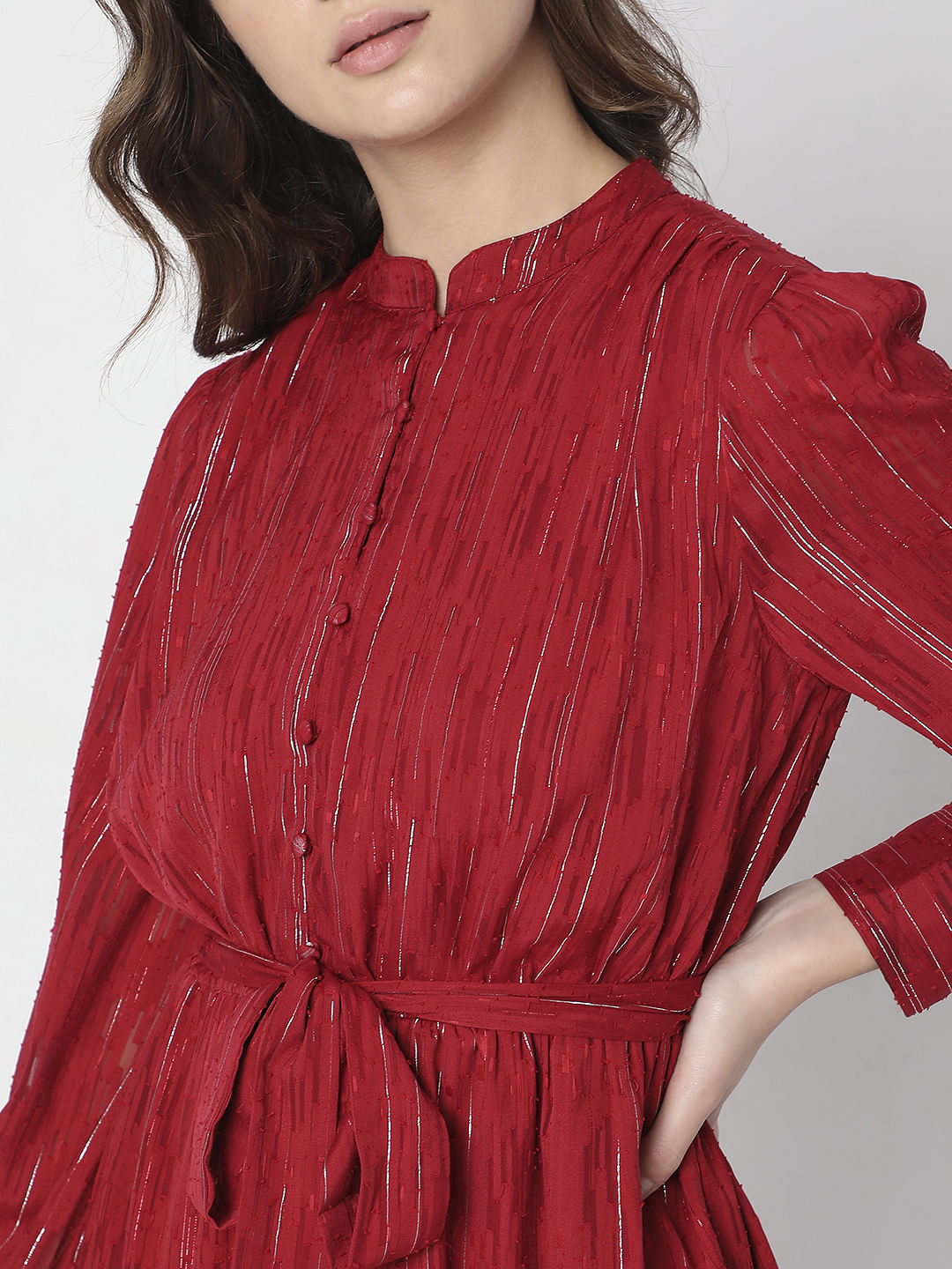 Red Striped Fit & Flare Dress