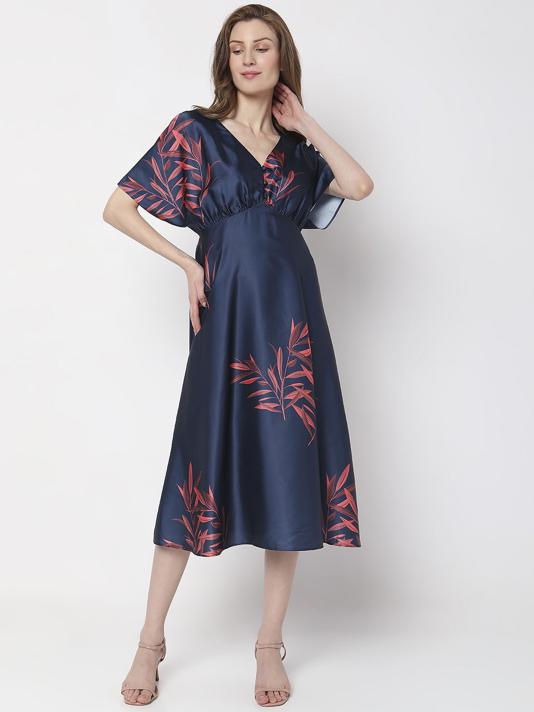 Dark Blue Kimono Midi Dress