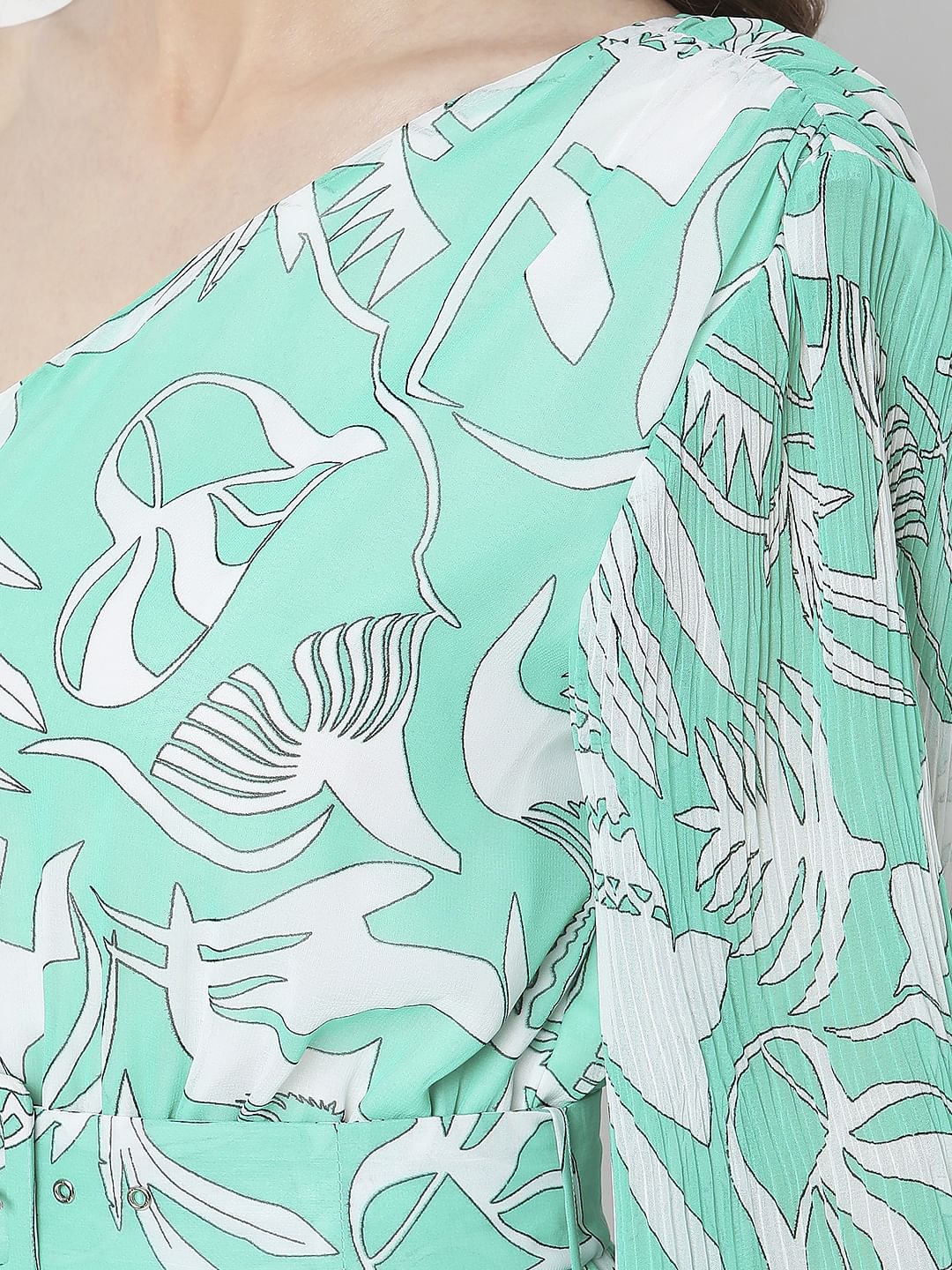 Blue Floral One-Shoulder Jumpsuit