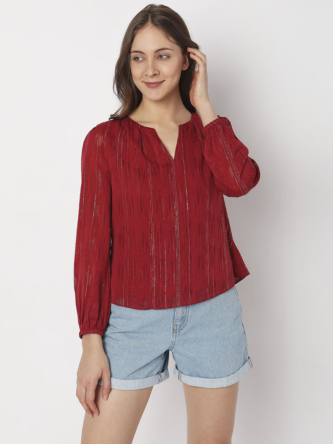 Brick Red Textured Top