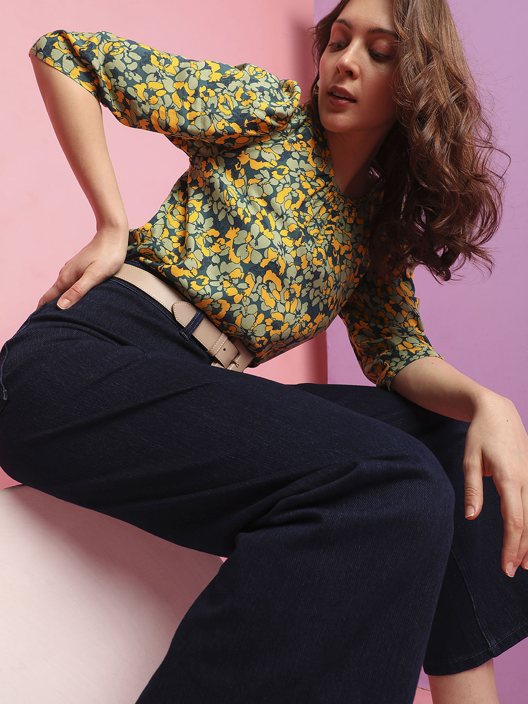 Green Floral Printed Top