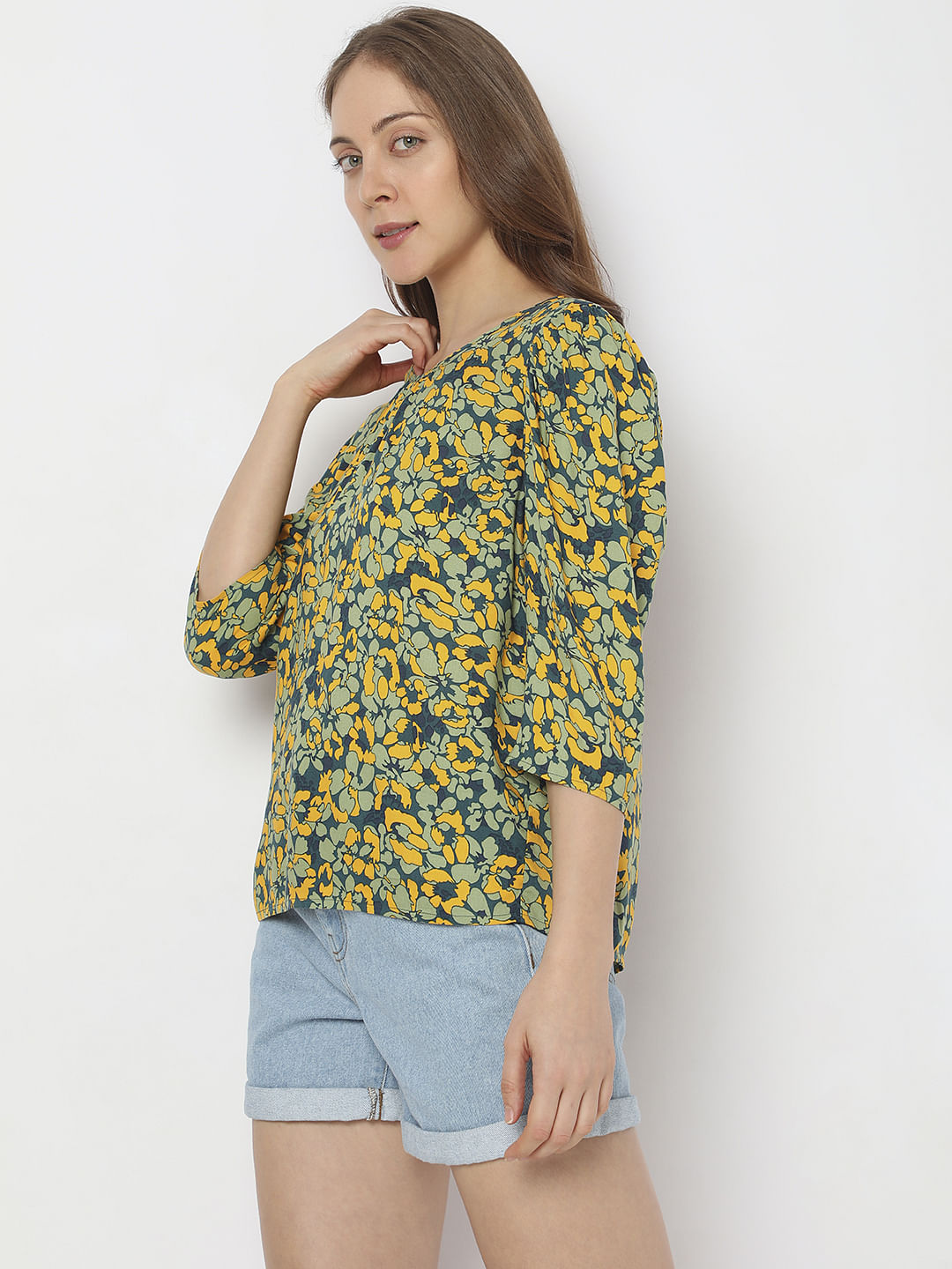 Green Floral Printed Top