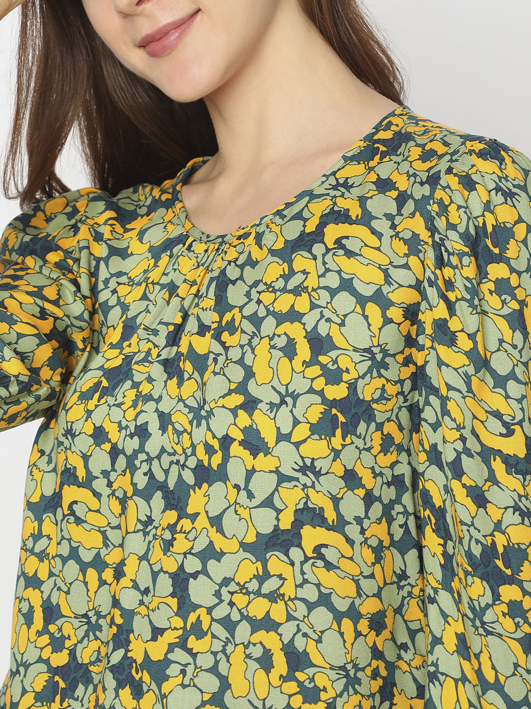 Green Floral Printed Top