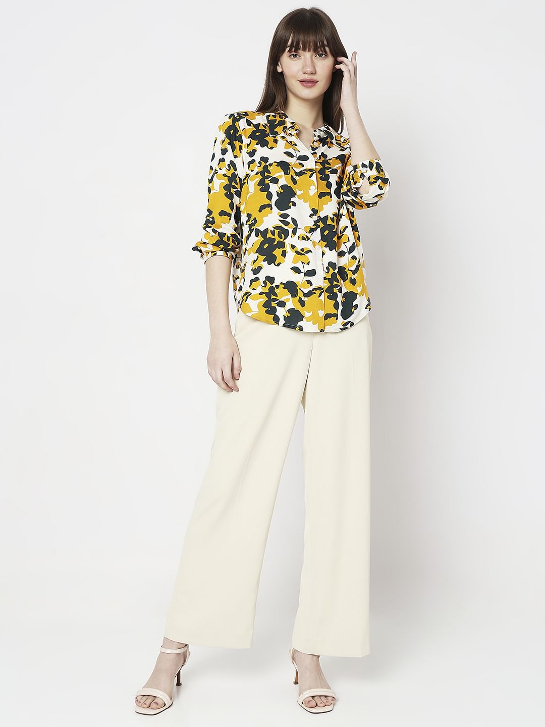 Yellow Floral Print Shirt