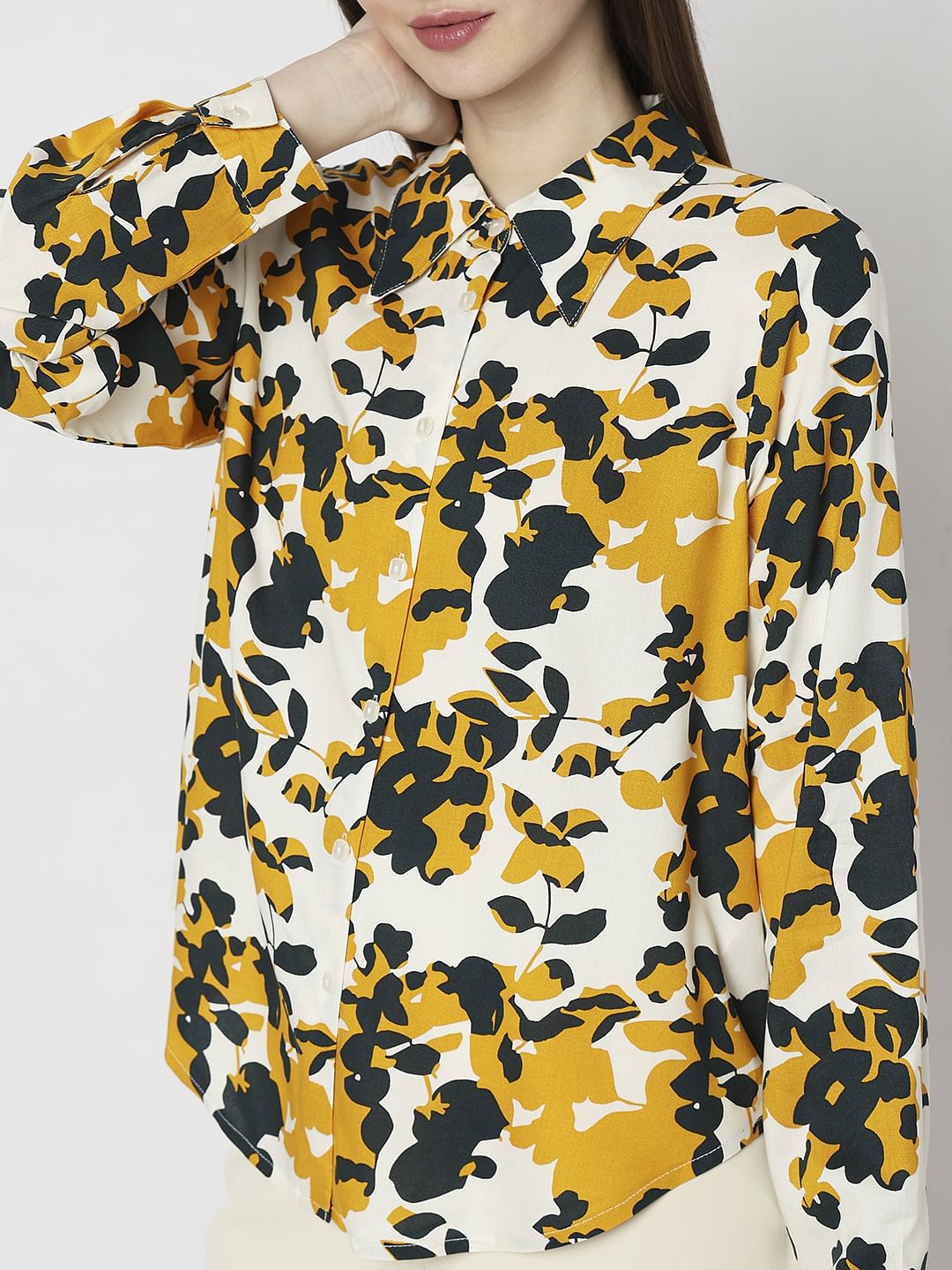 Yellow Floral Print Shirt