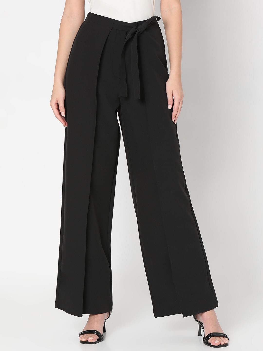 Black High Rise Wrap Pants
