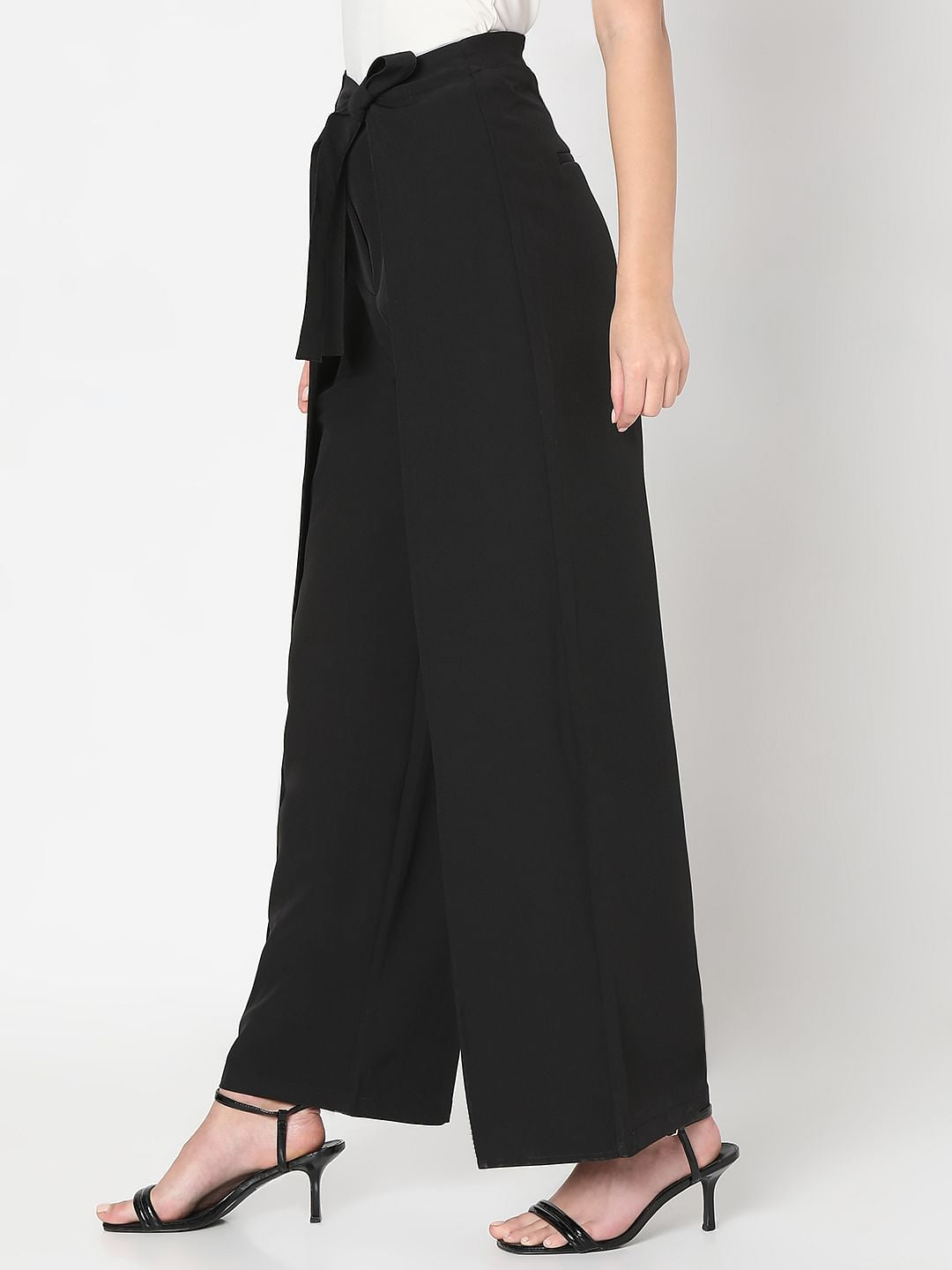 Black High Rise Wrap Pants