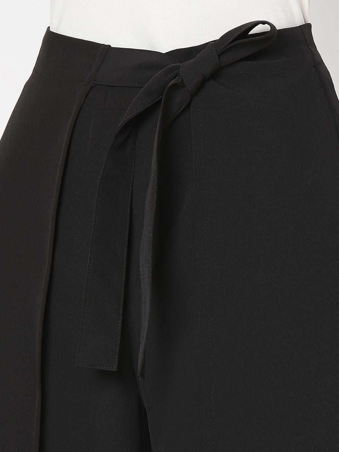 Black High Rise Wrap Pants