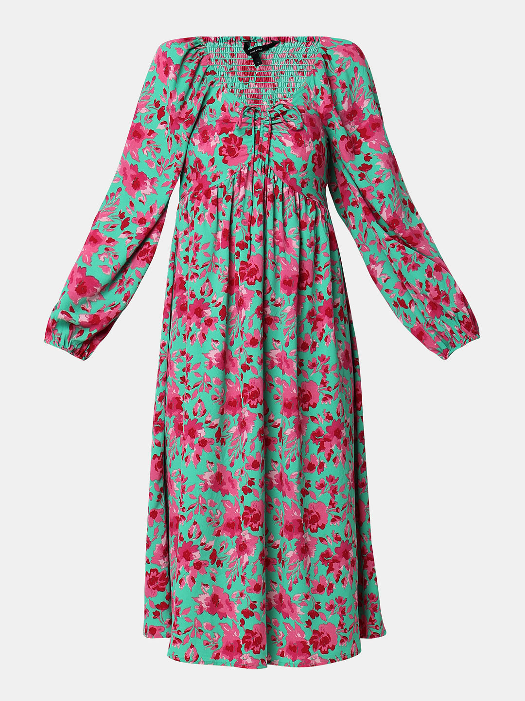 Green Floral Midi Dress