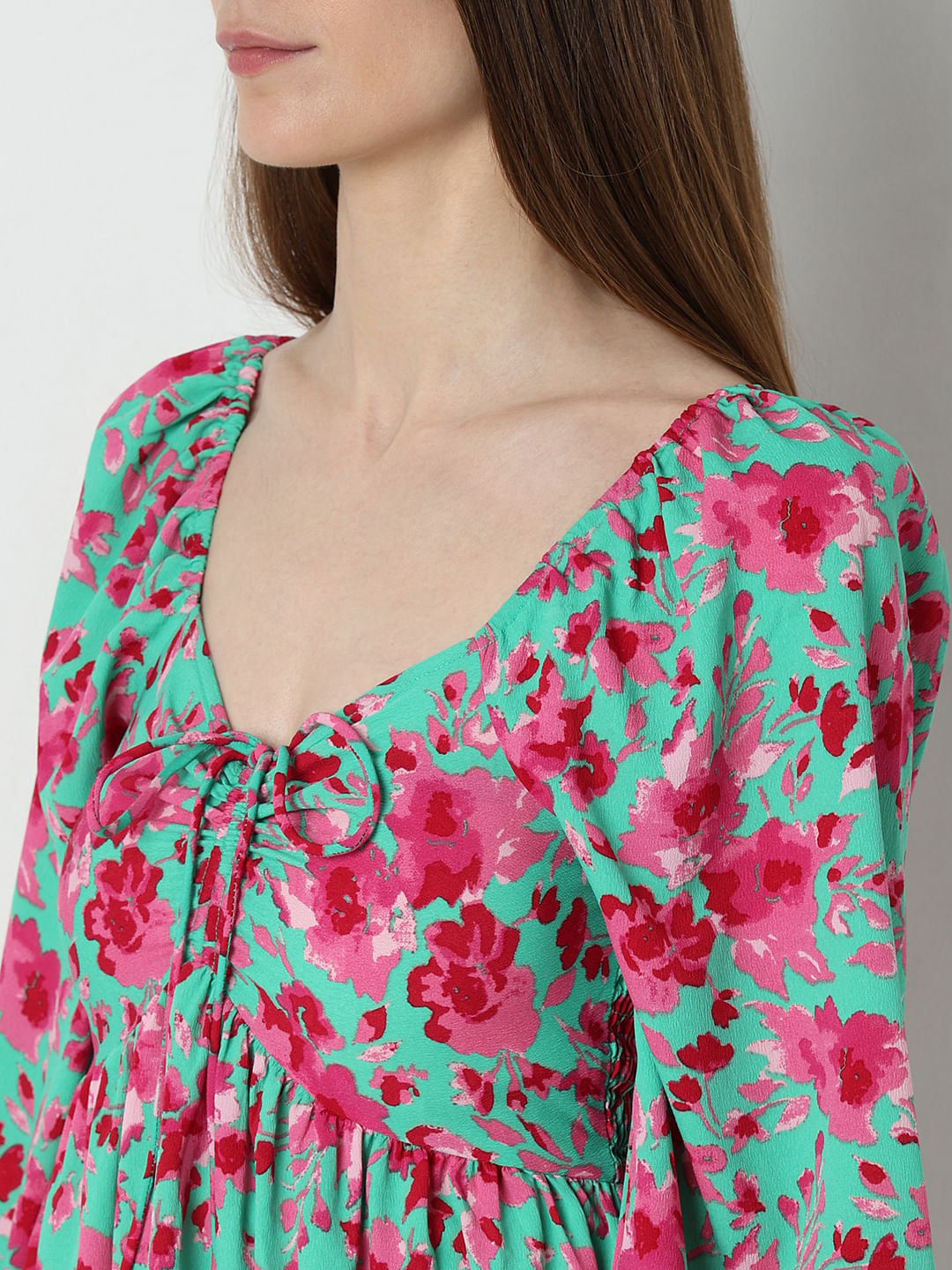 Green Floral Midi Dress