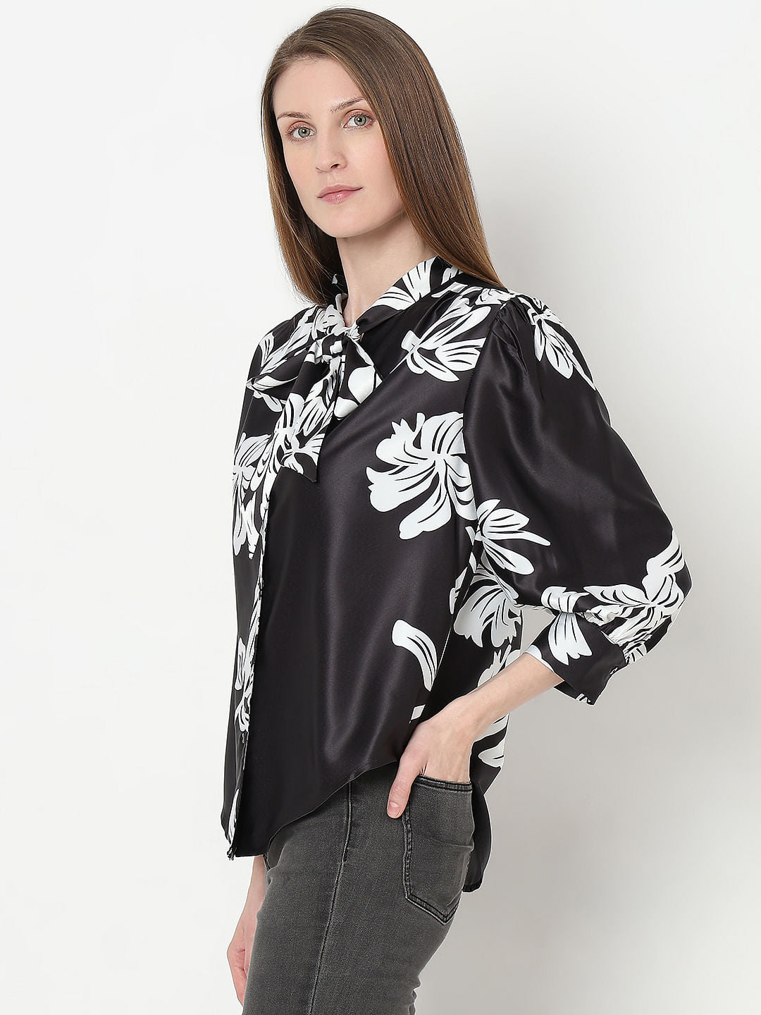 Black & White Floral Top