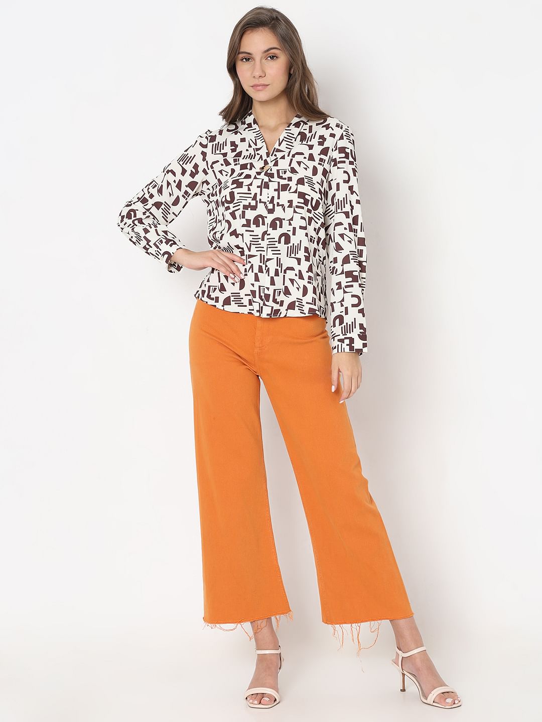 Brown Printed Top