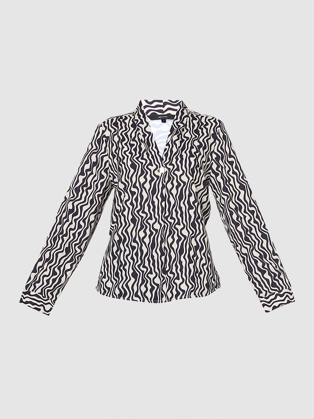 Black Abstract Print Top