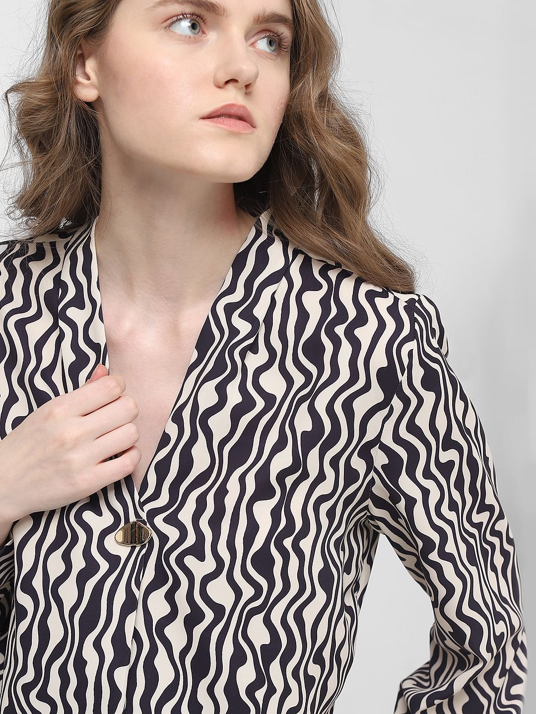 Black Abstract Print Top