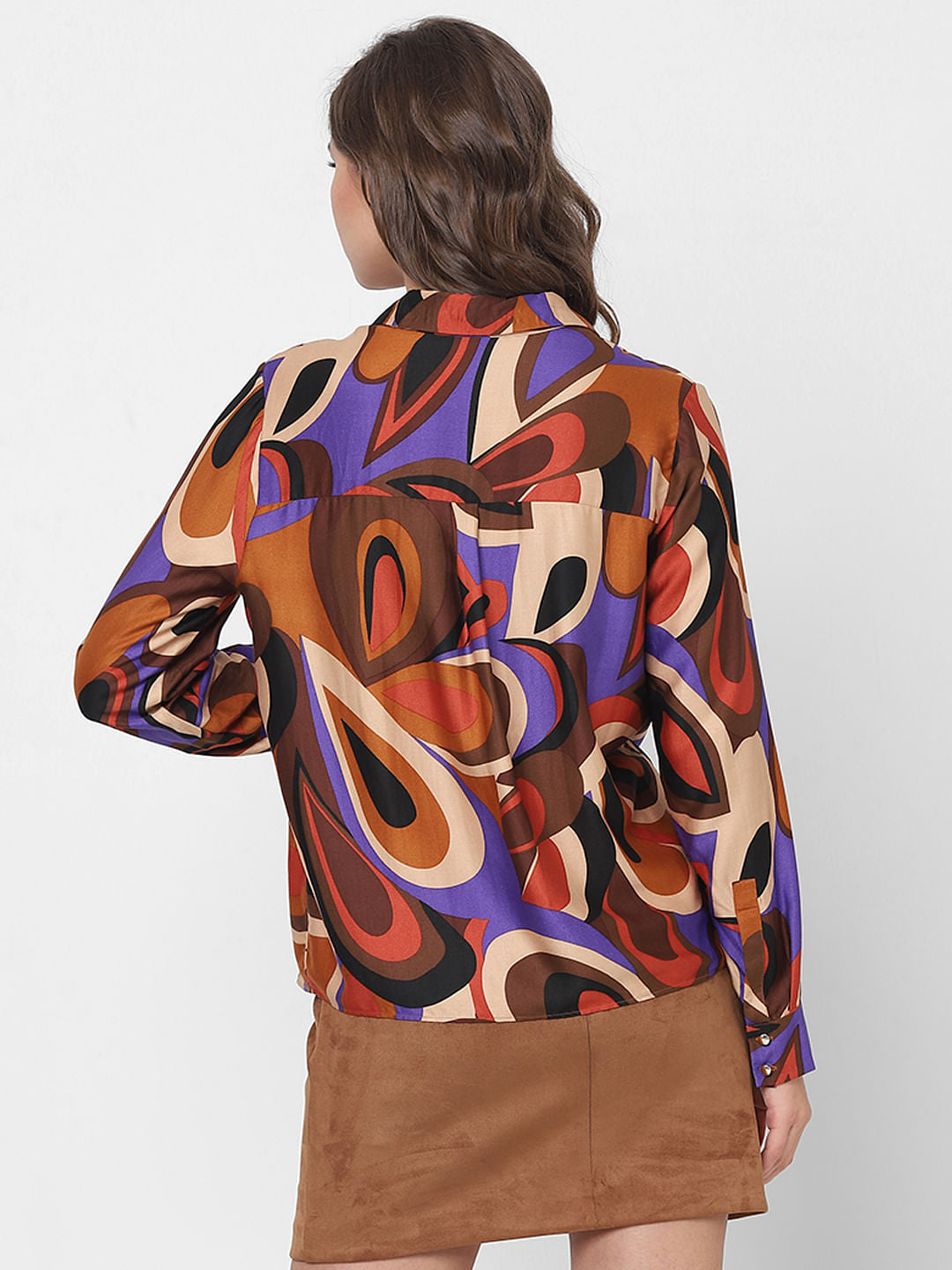 Brown Abstract Print Shirt