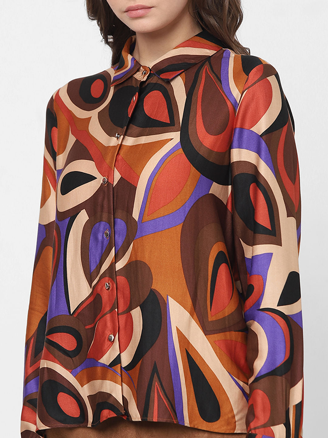 Brown Abstract Print Shirt