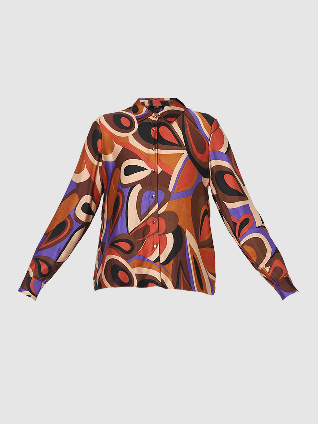 Brown Abstract Print Shirt
