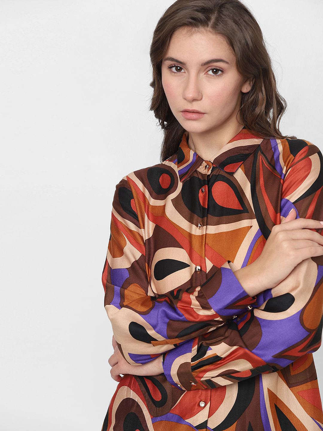 Brown Abstract Print Shirt