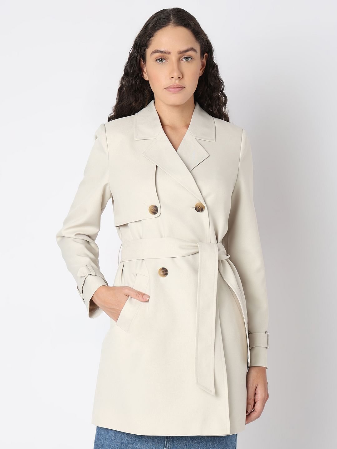 Beige Belted Trench Coat