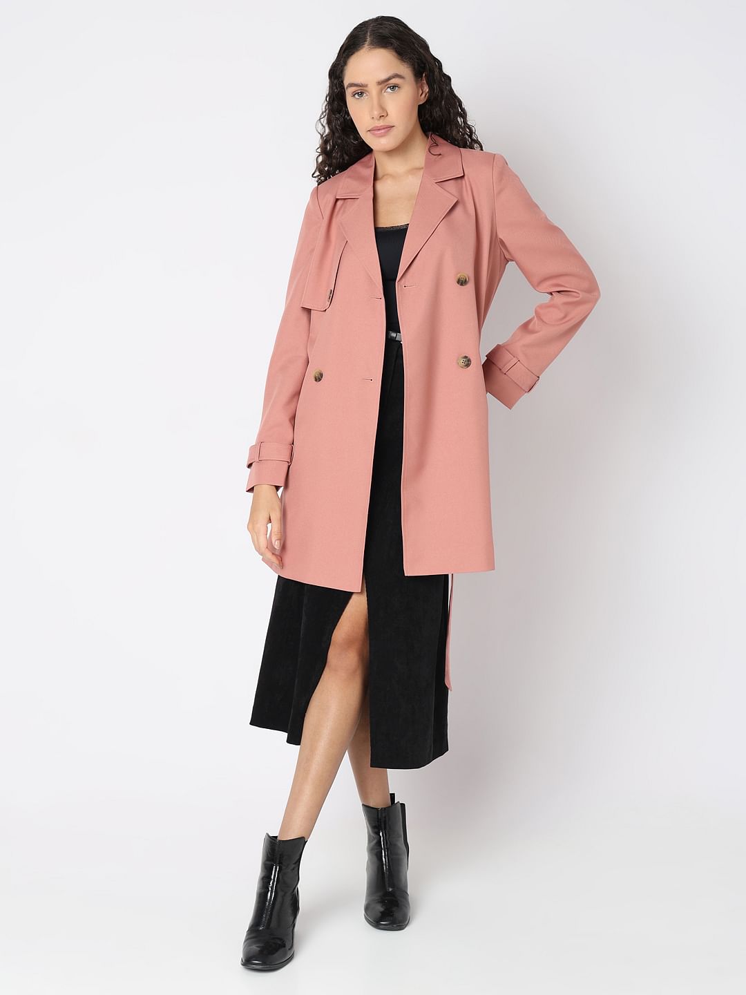 Pink Belted Trench Coat