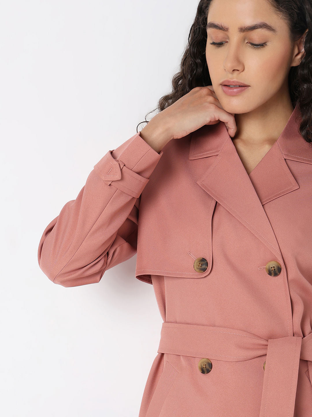 Pink Belted Trench Coat