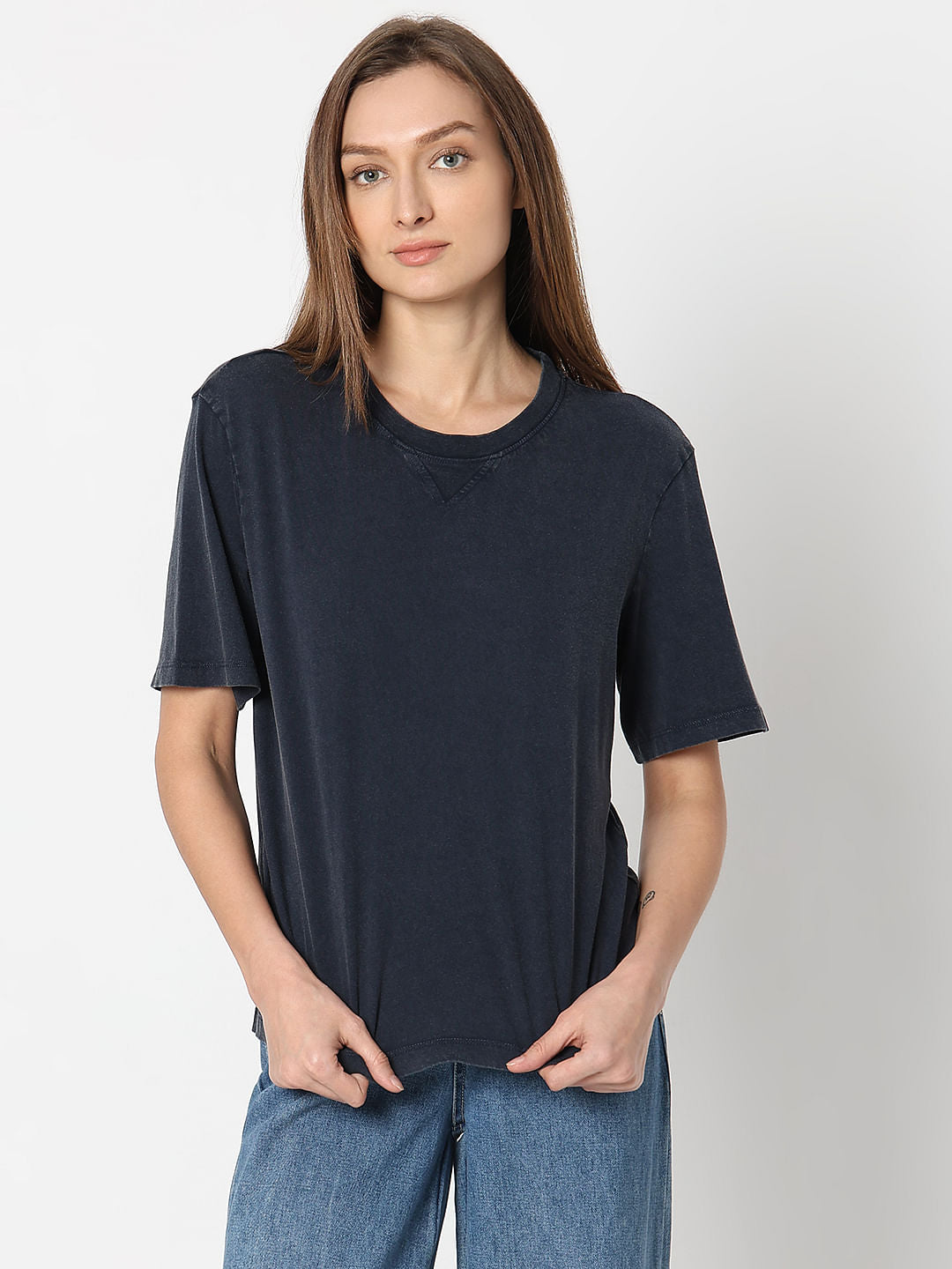 Dark Blue Acid Washed T-Shirt
