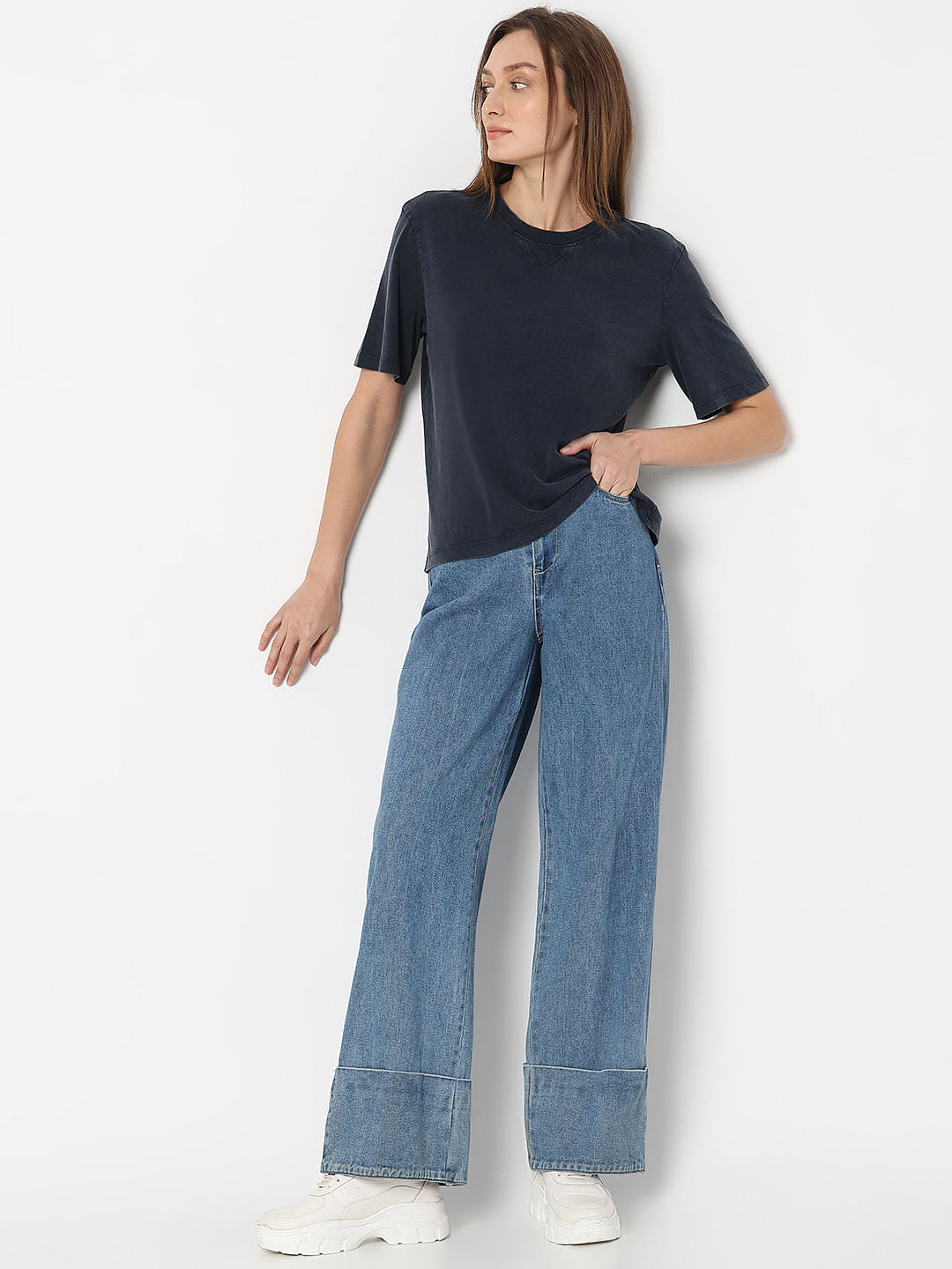 Dark Blue Acid Washed T-Shirt