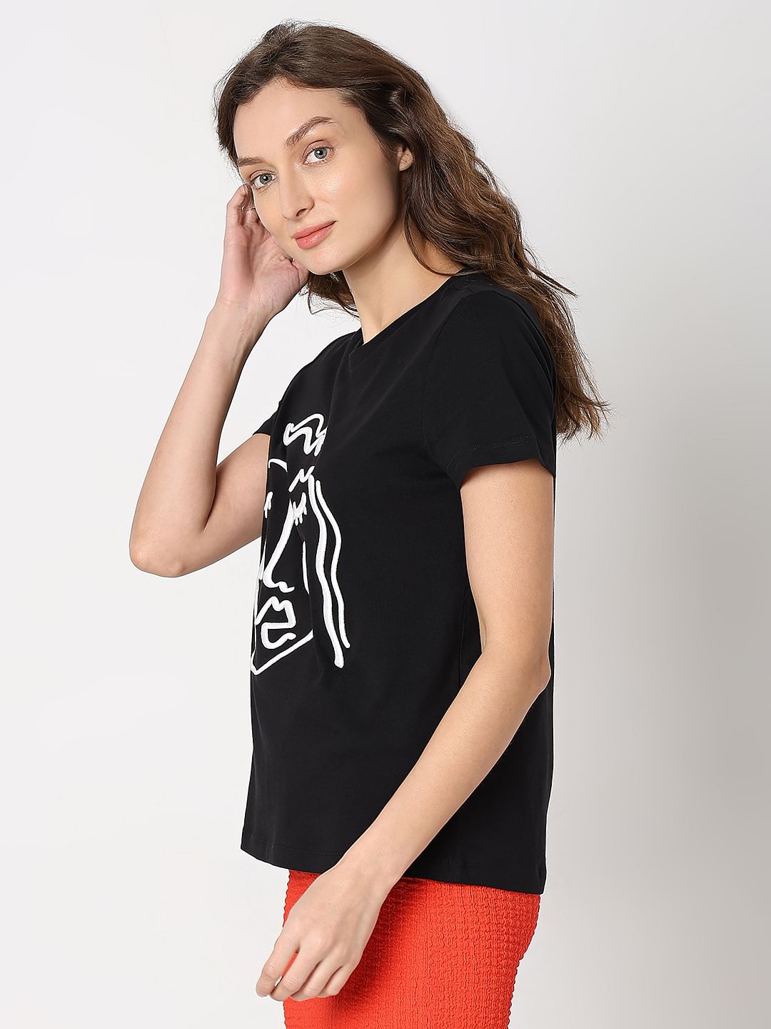 Black Face Outline T-Shirt