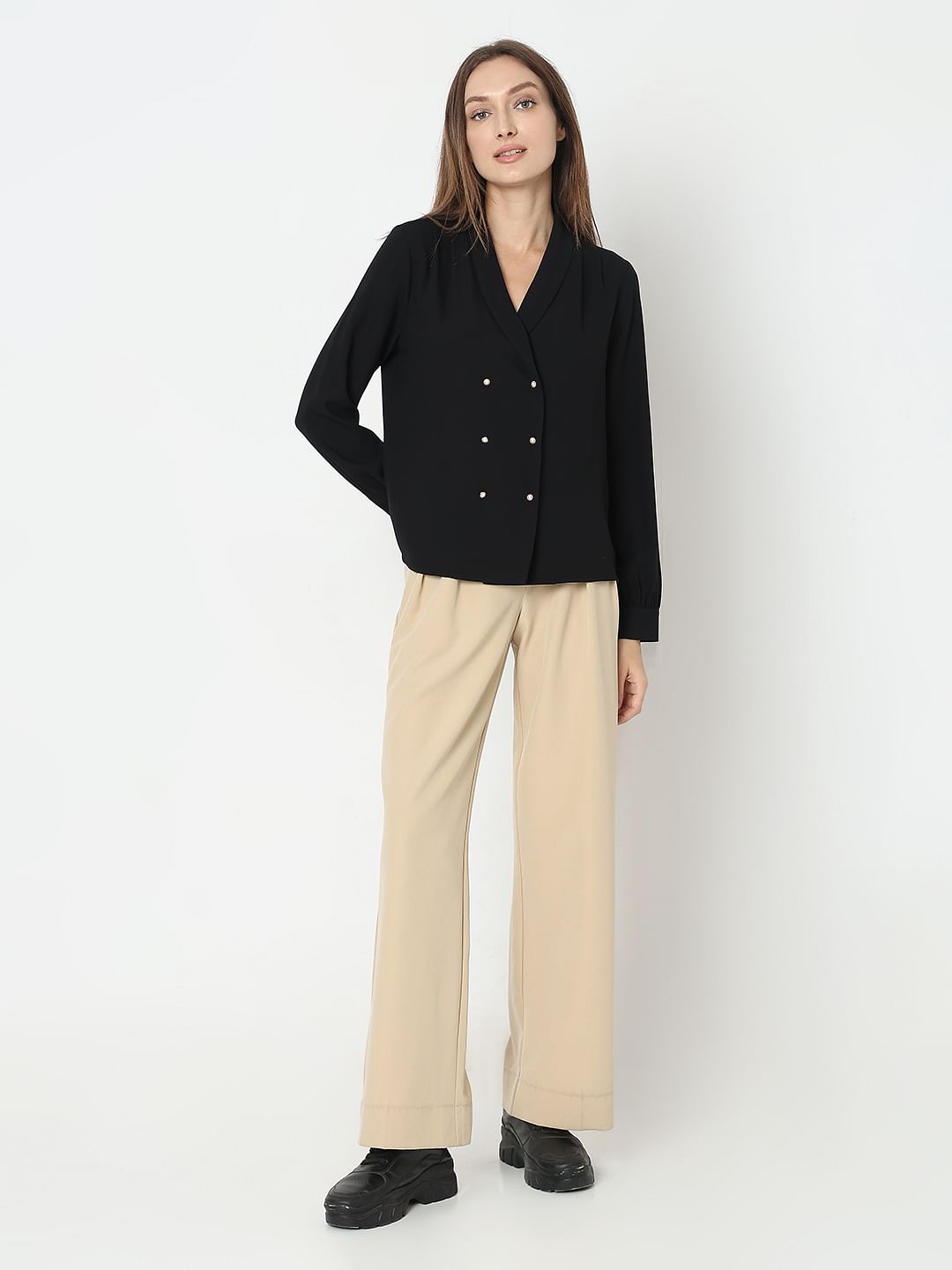Black Shawl Collar Top