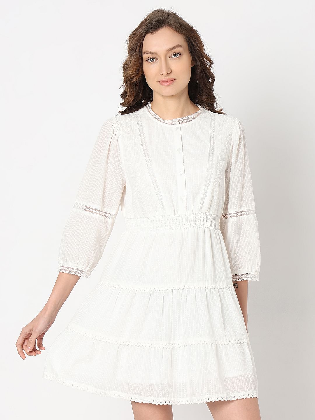 White Tiered Shift Dress