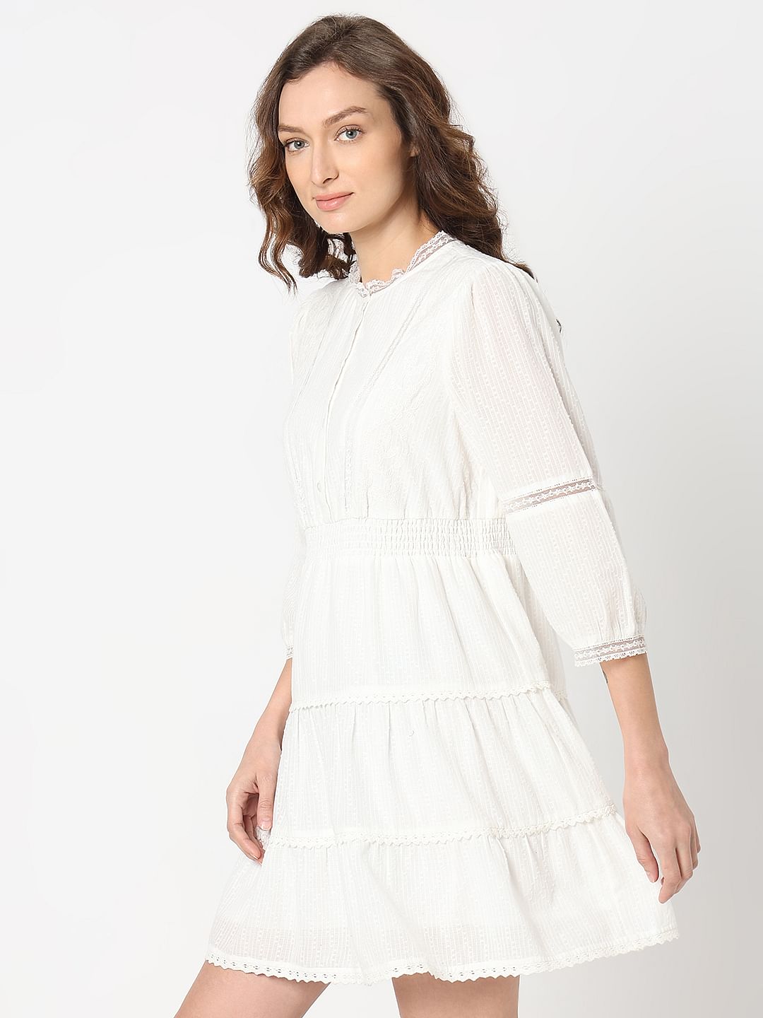 White Tiered Shift Dress