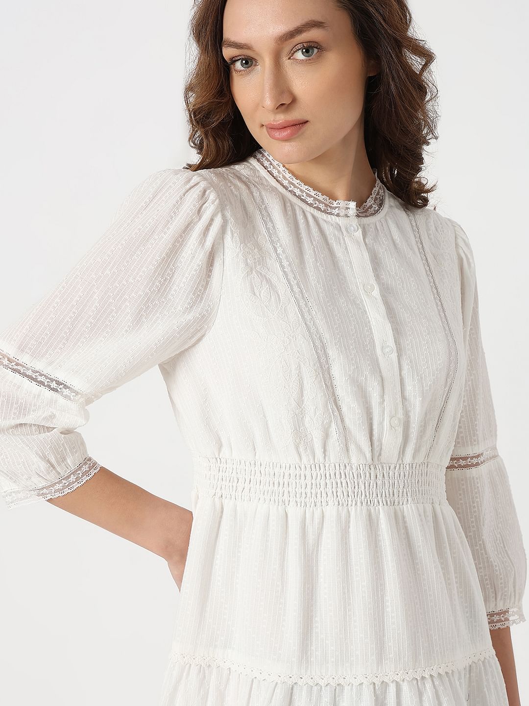 White Tiered Shift Dress