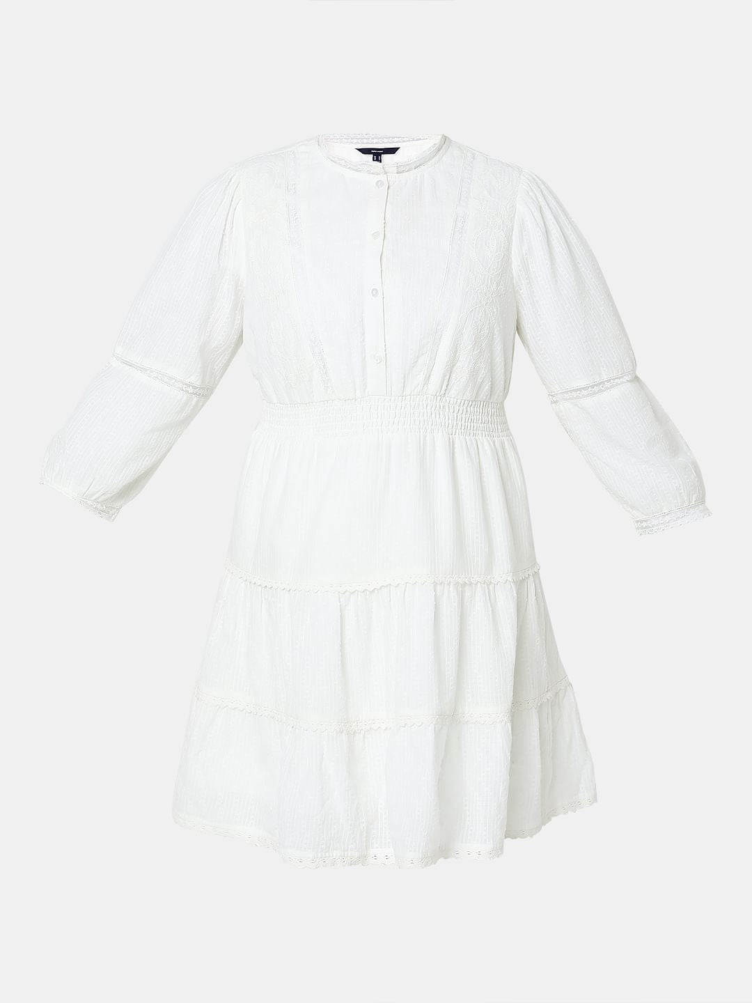 White Tiered Shift Dress