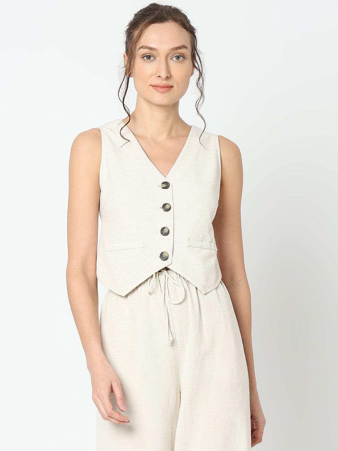Beige Co-Ord Set Waistcoat