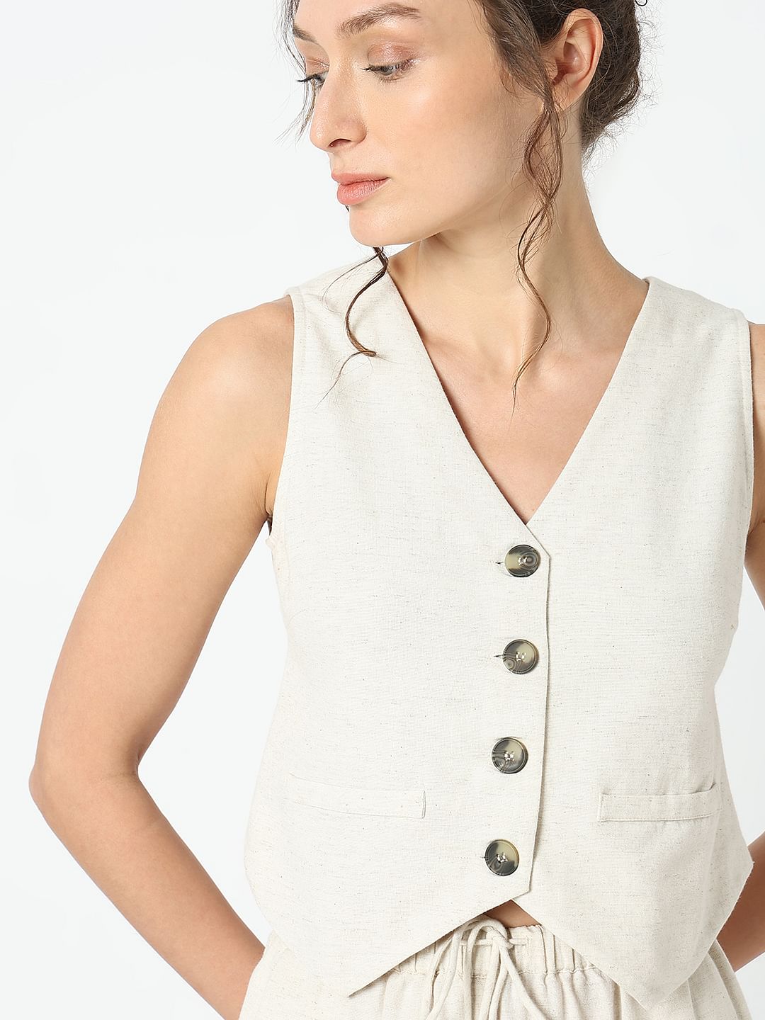 Beige Co-Ord Set Waistcoat