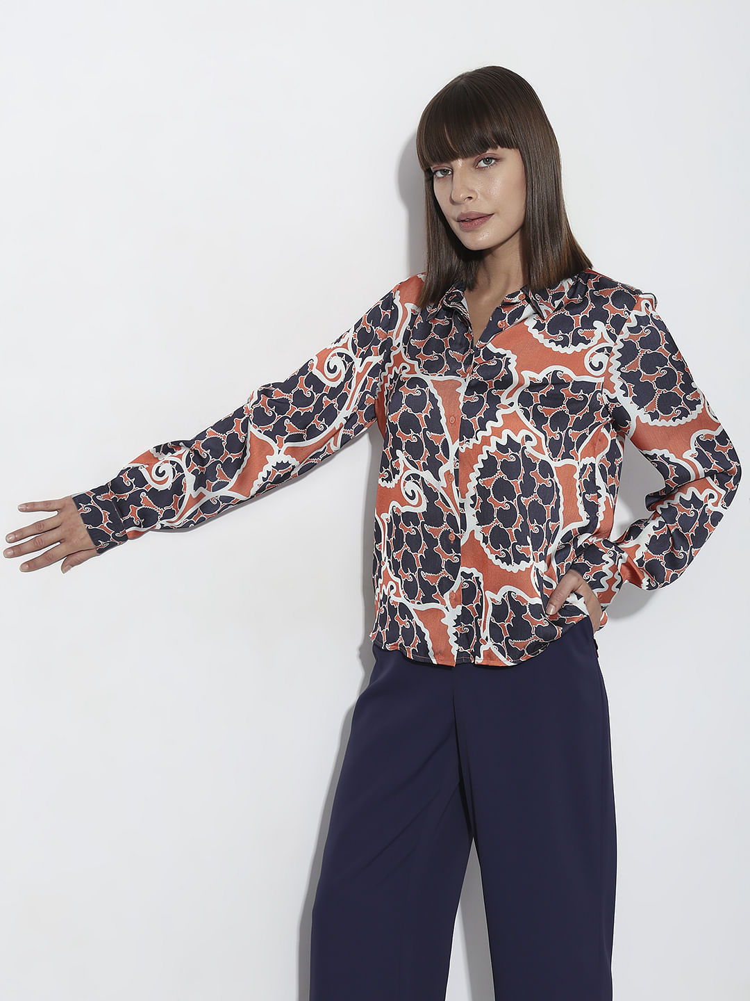 Orange Abstract Print Shirt
