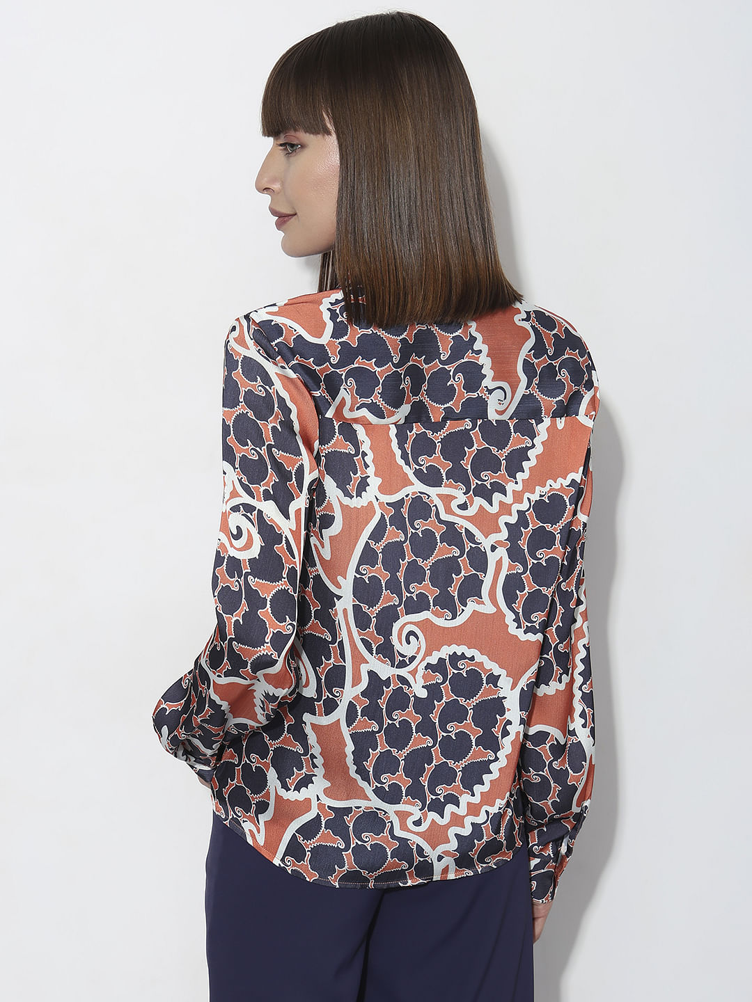 Orange Abstract Print Shirt