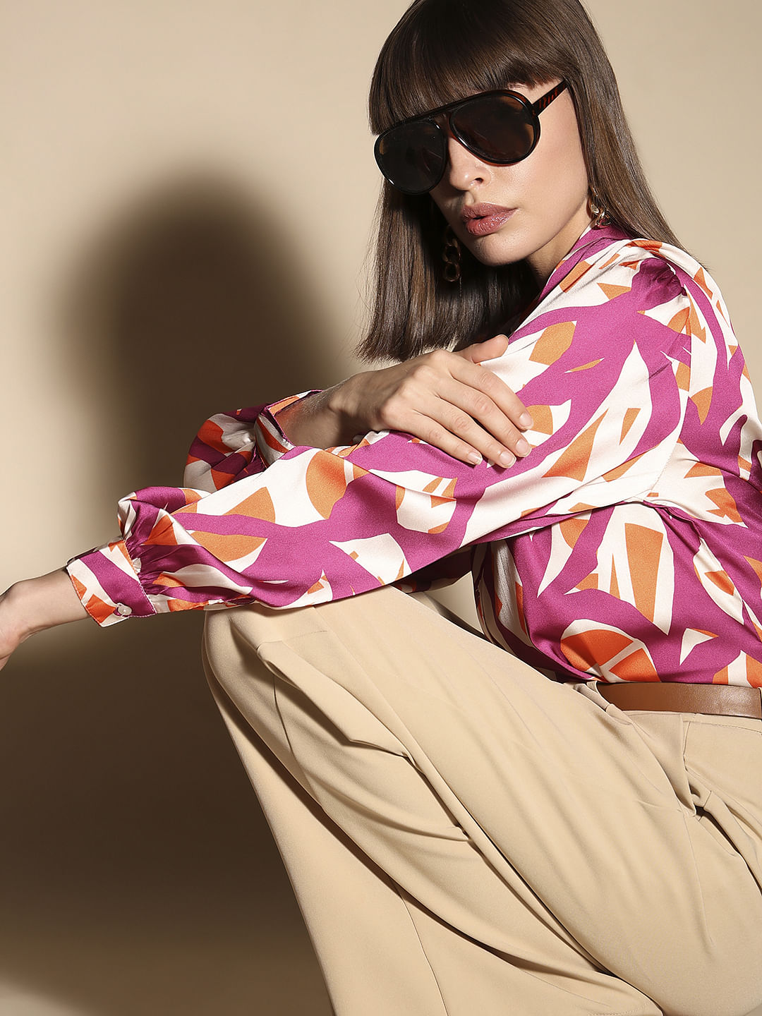 Burgundy Abstract Print Shirt