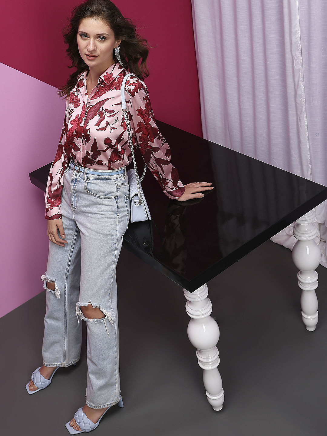 Red Floral Print Shirt