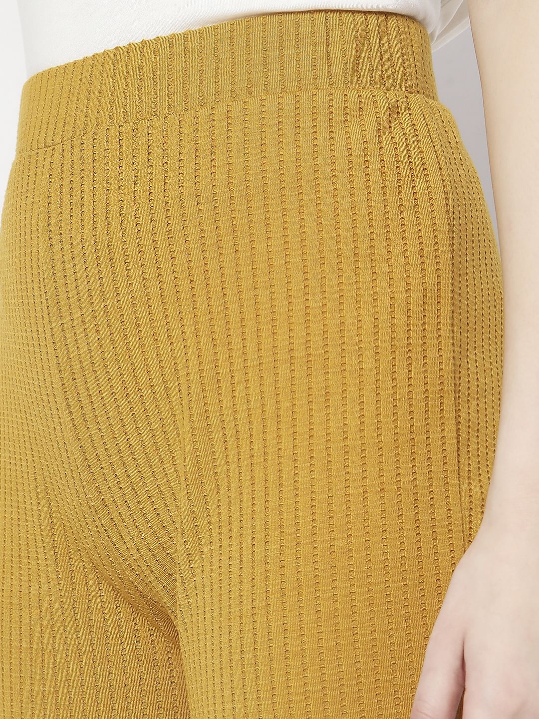 Mustard High Rise Ribbed Co-Ord Pants
