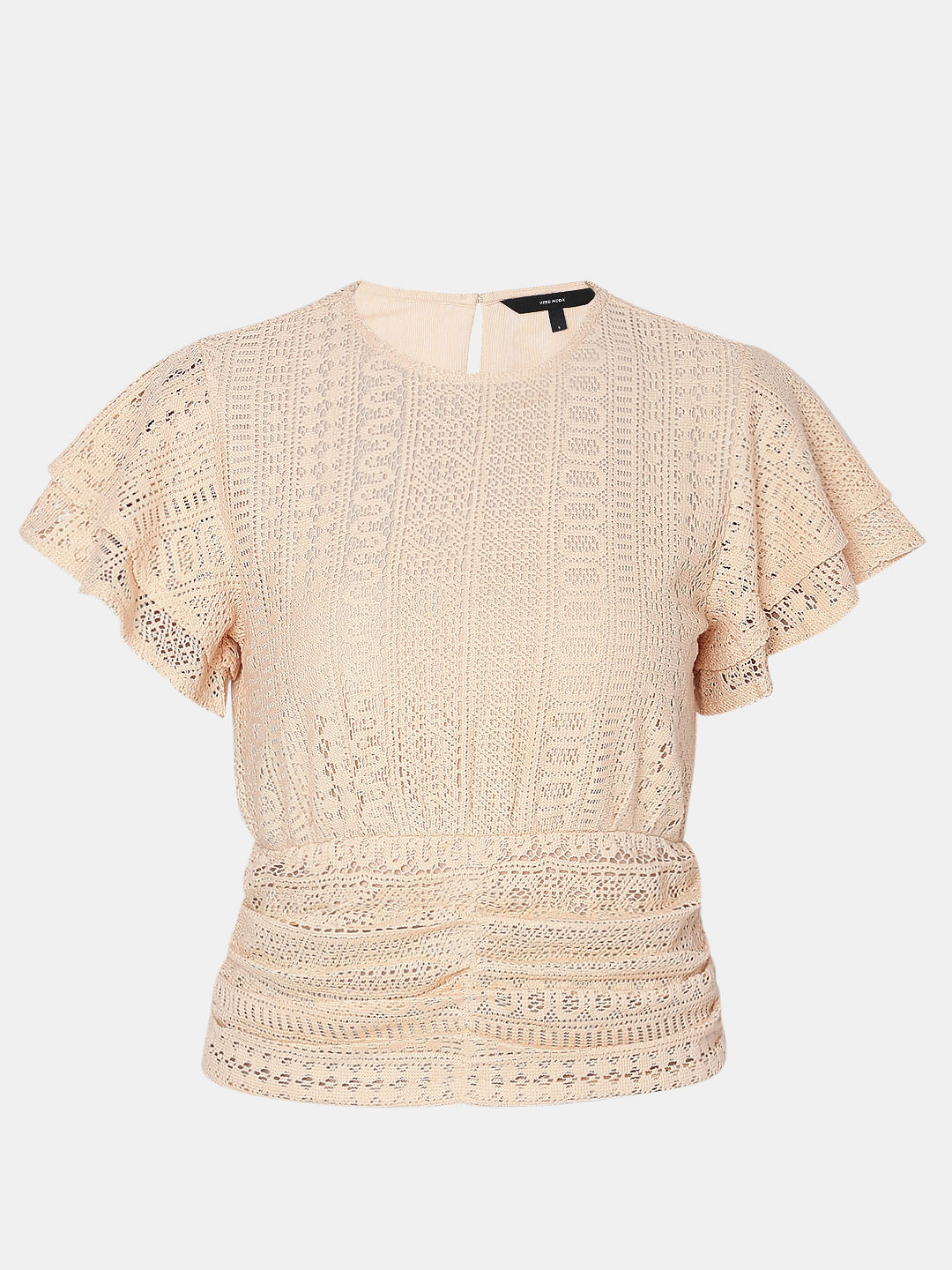 Peach Lace Flared Top