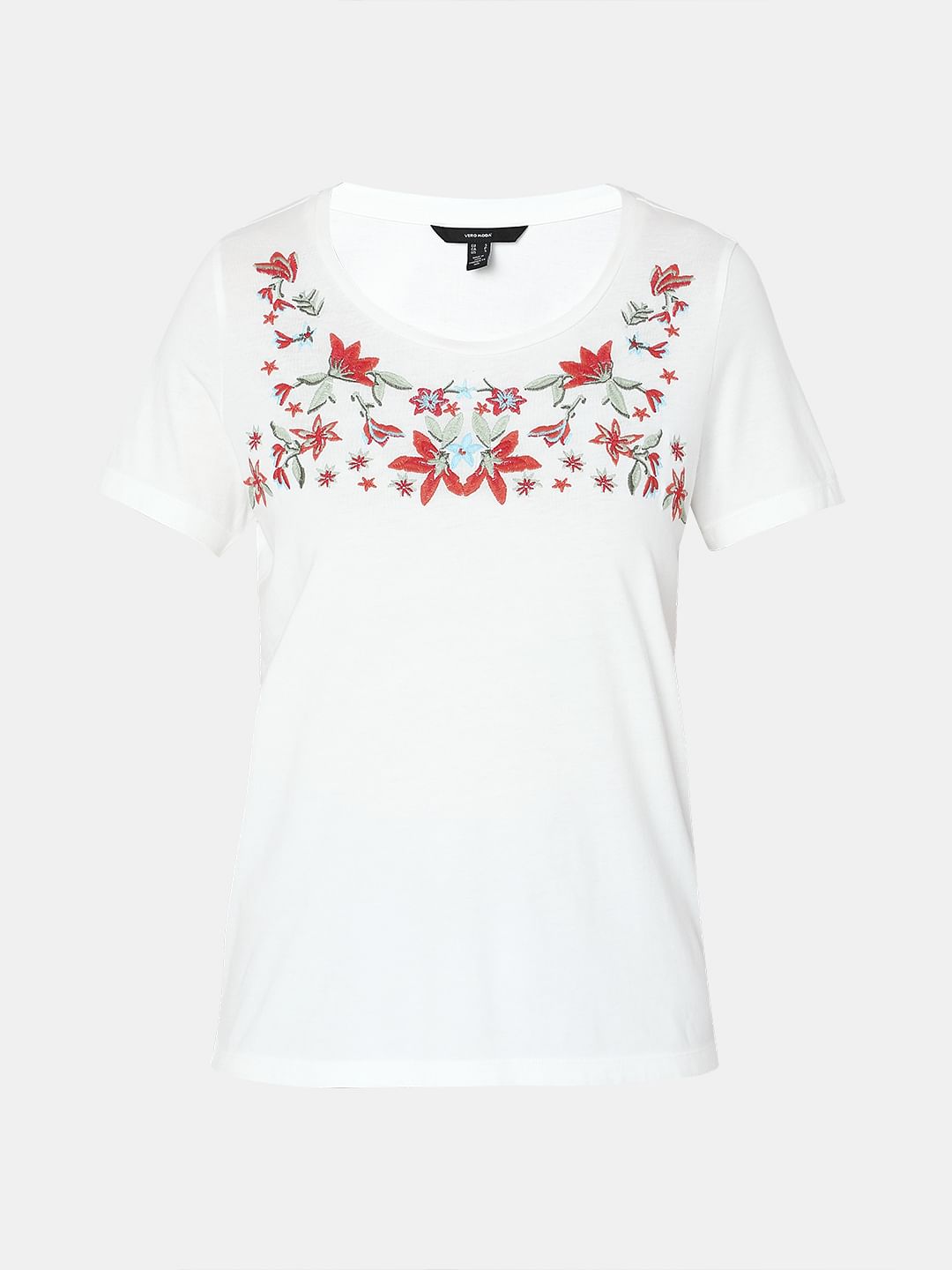 White Floral Print T-Shirt