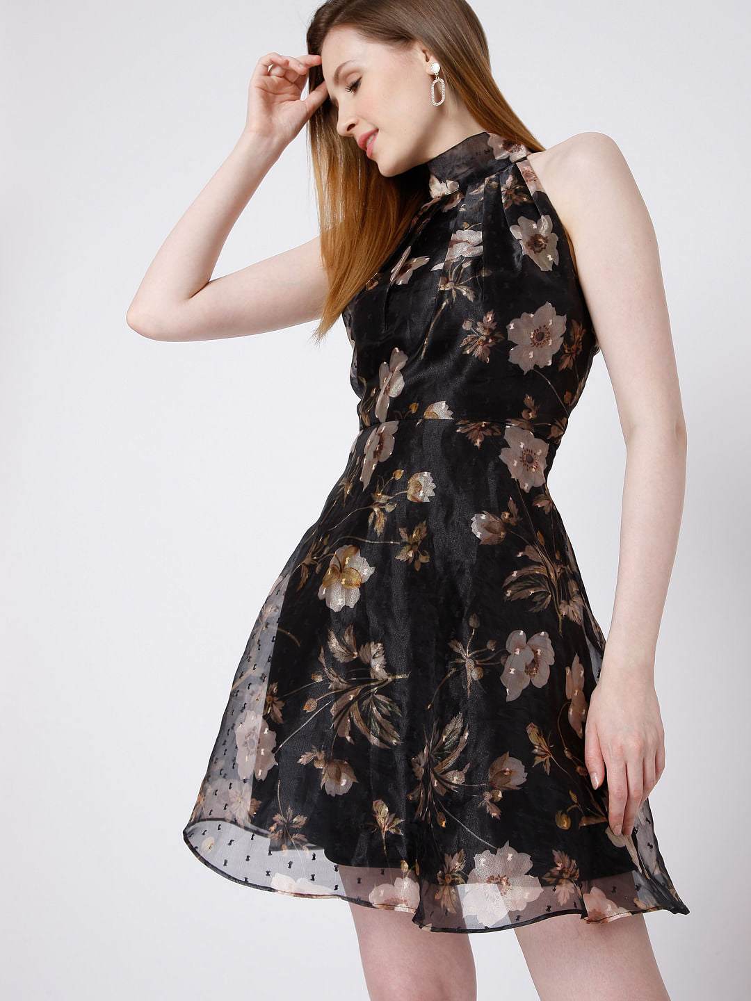 Black Floral Organza Dress