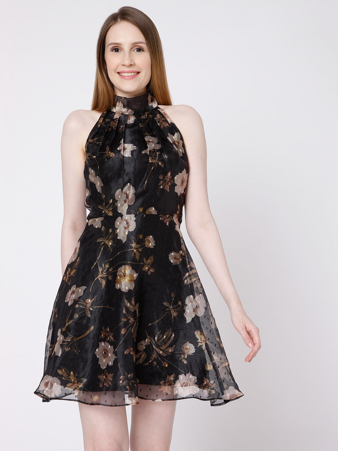 Black Floral Organza Dress