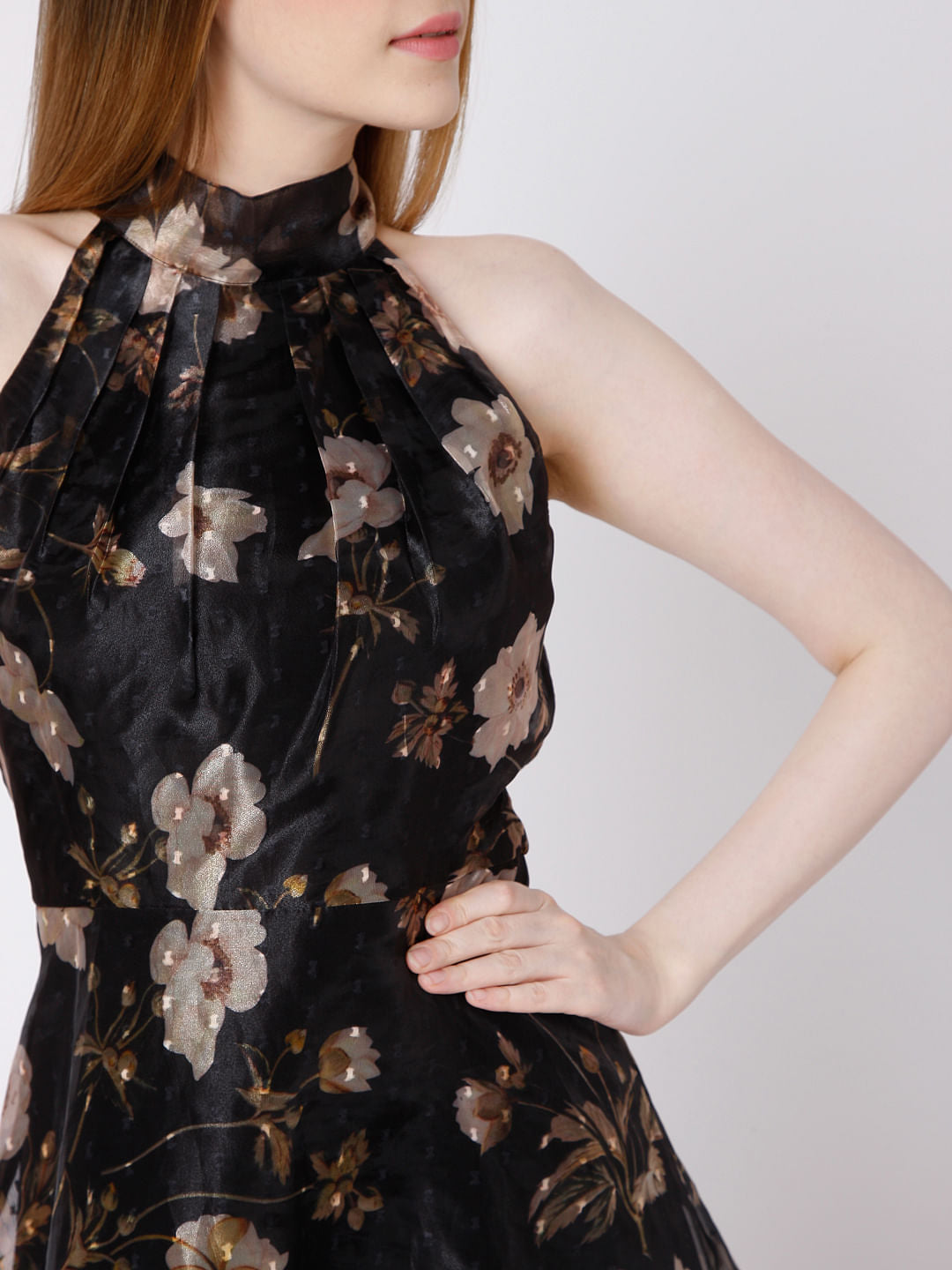 Black Floral Organza Dress