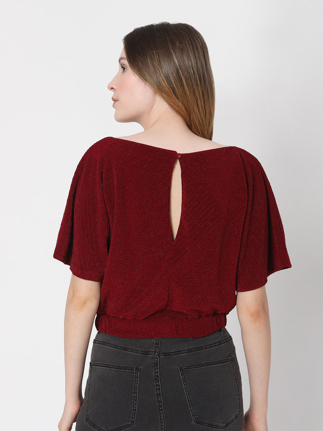 Maroon Textured Shimmer Top