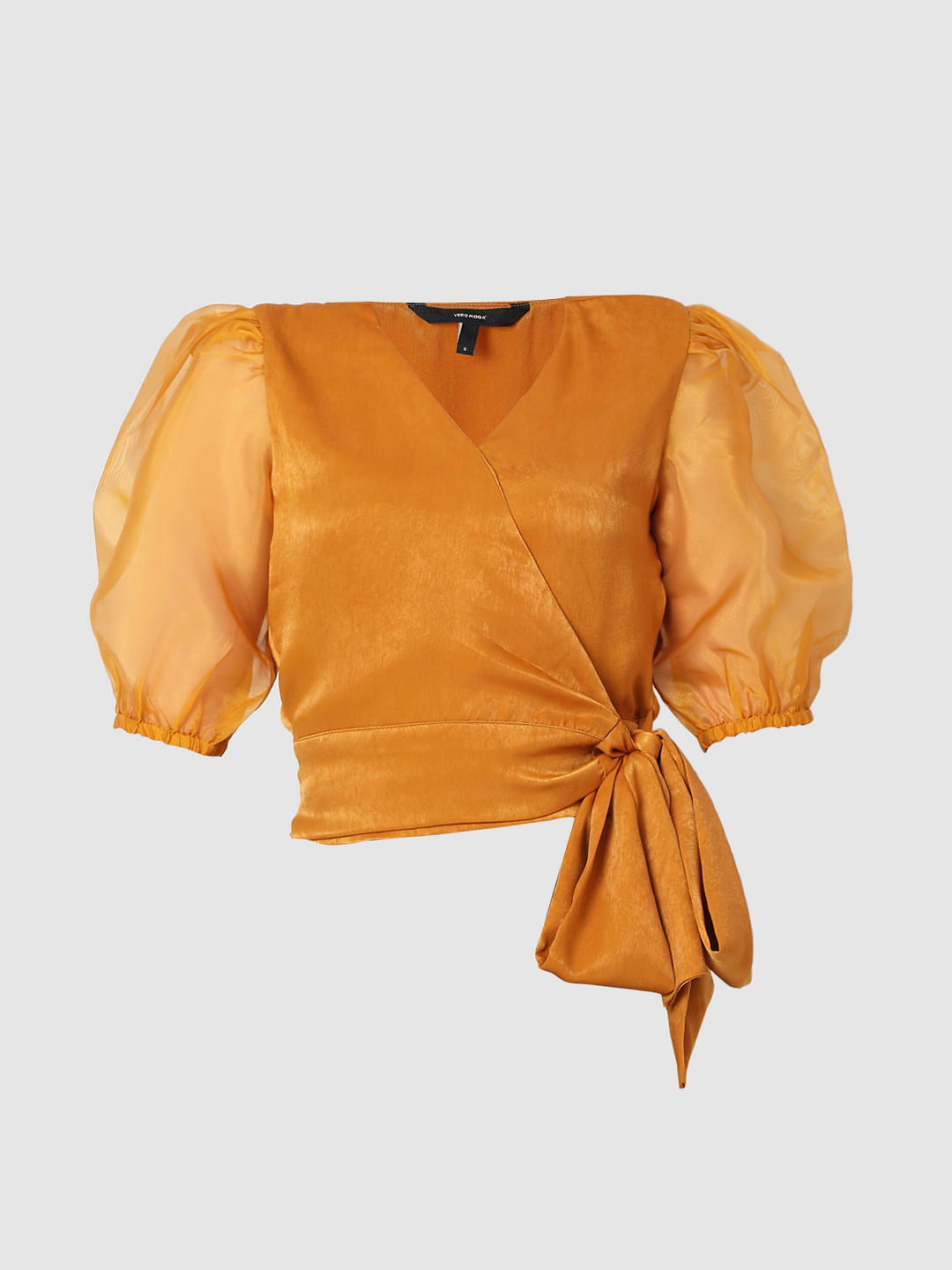 Mustard Overlap Organza Top