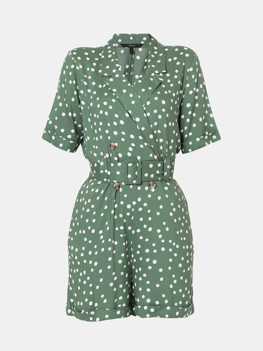 Green Dotted Playsuit